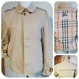 Burberry London Women's LARGE Nova Check Lined Gabardine Trench Jacket UK made